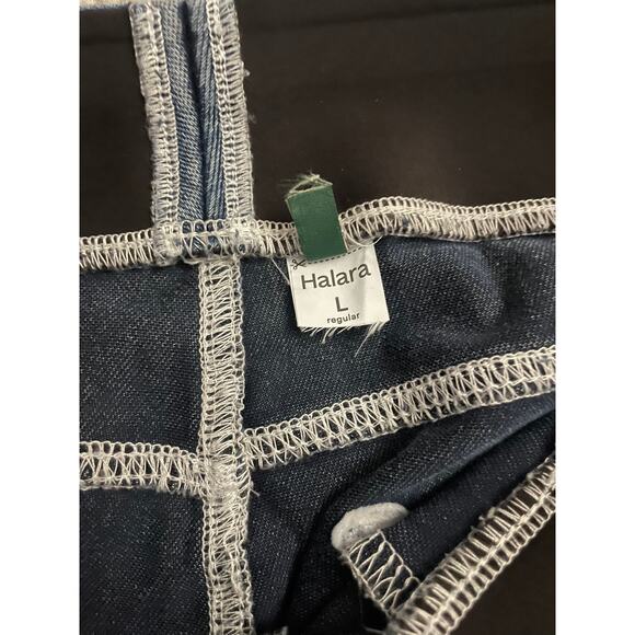 Halara Flex Denim Wide-Leg Jeans NWOT Large High-Waisted Side Stripe Athleisure - Picture 9 of 9